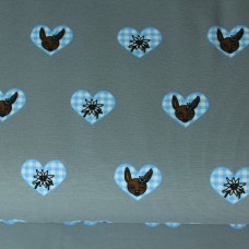 Bavarian Heart grau/hellblau 90 cm Reststück
